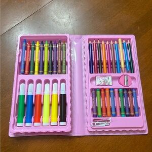 Creative Kids Art Set with Crayons and Pencils - Pink